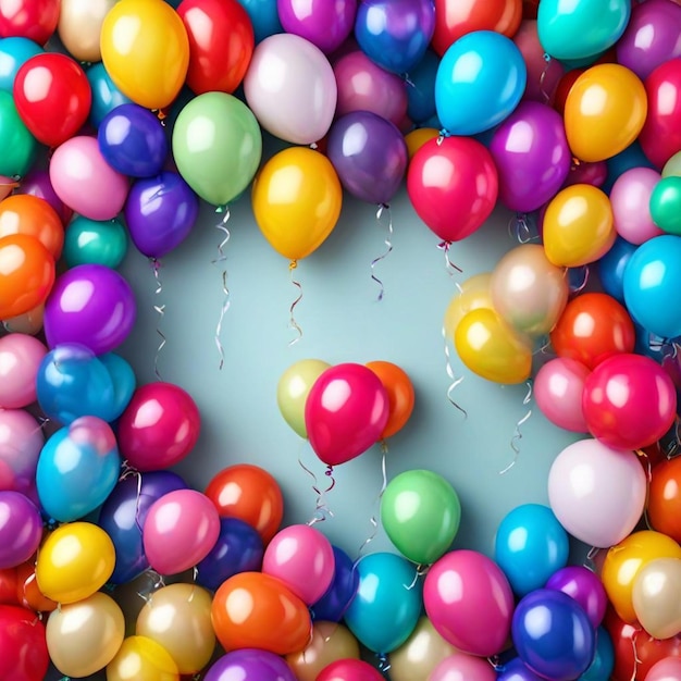 Photo a circle of balloons with a large number of balloons in the center