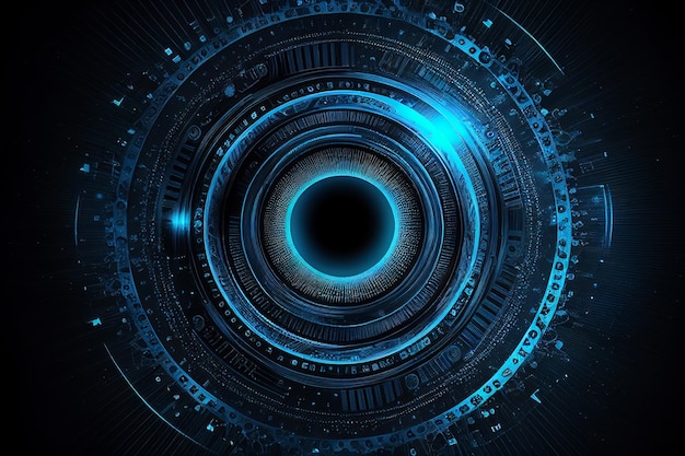 Circle blue abstract futuristic technology background technology design template generative AI