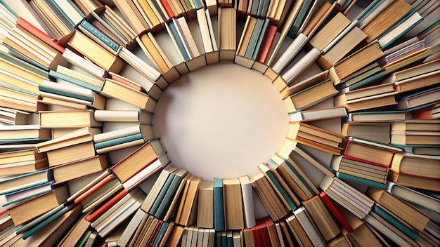 a circle of books with a circle of books in the center