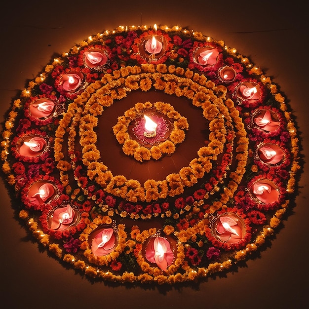 a circle of candles with a circle of candles in the middle