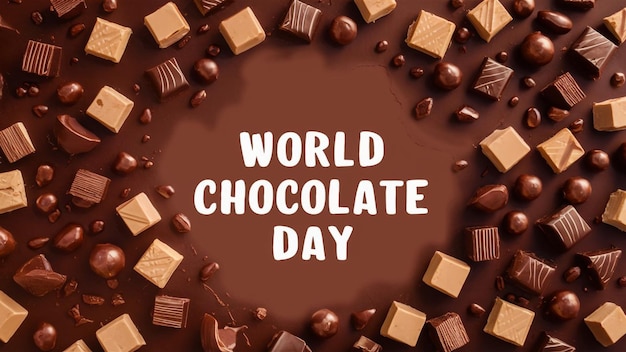 a circle of chocolates with the words world chocolate written on it