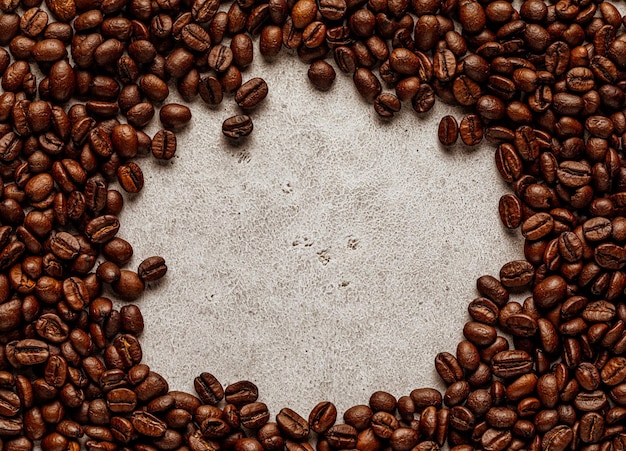 Circle coffee beans frame with copy space for text advertising background or texture