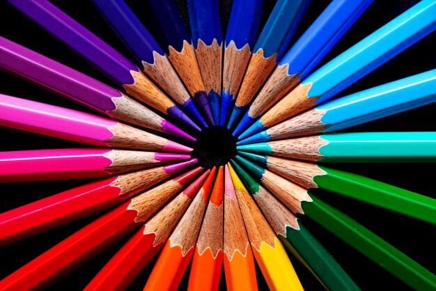 Circle created with colourful pencils