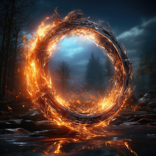 circle fire black background