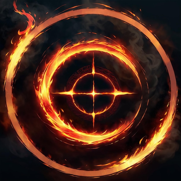 a circle of fire with a circle of arrows in the center