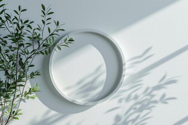 Circle frame light plant white