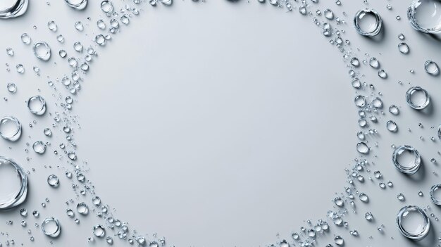 Photo circle frame of water drops on white background