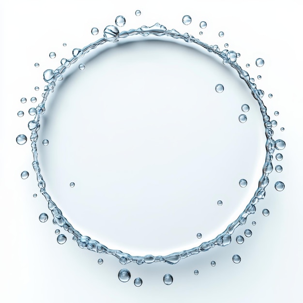 Circle Frame of Water Drops on White Background