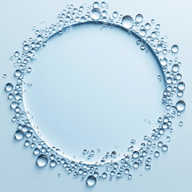 Photo circle frame of water drops on white background