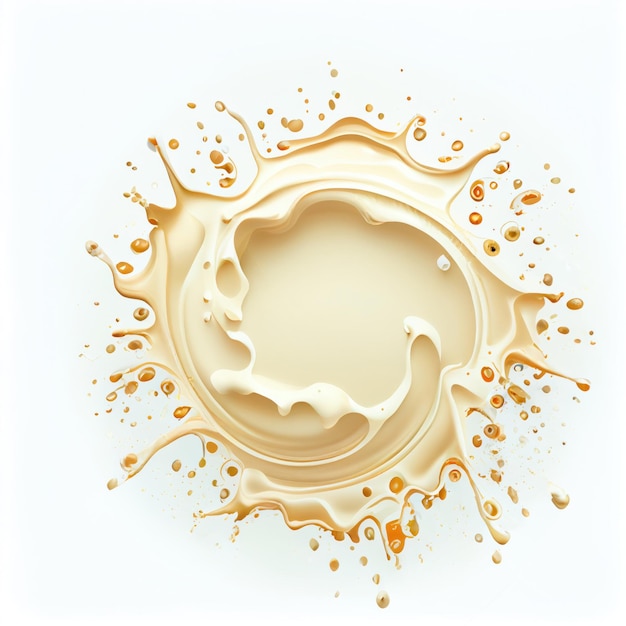 A circle frame with cream splashes on white background