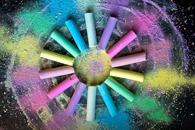 Circle from colorful chalk o