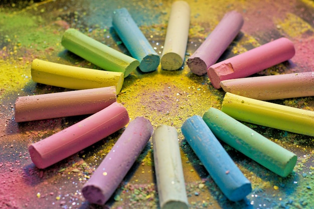 Circle from colorful chalk 