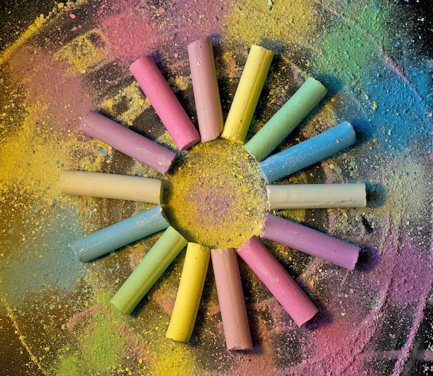 Circle from colorful chalk