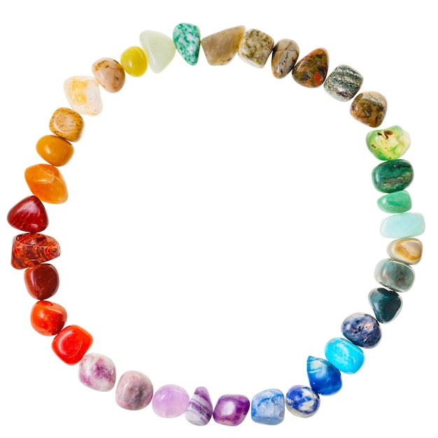 Circle from natural mineral gemstones isolated