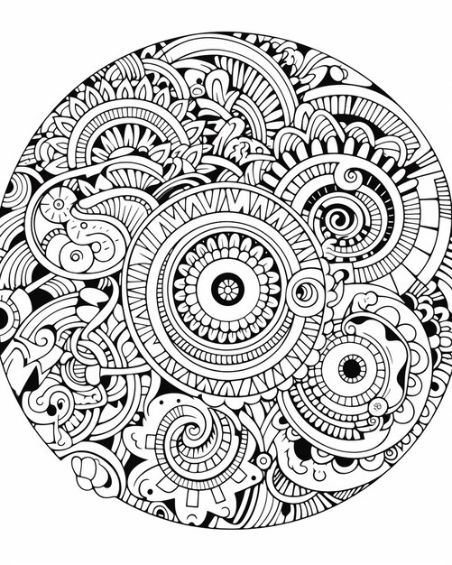 Photo circle full henna art coloring page