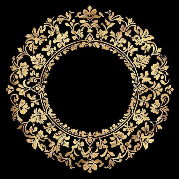 Photo a circle of gold and gold is framed against a black background