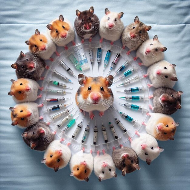 Photo a circle of hamster are surrounded by a circle of toothpaste