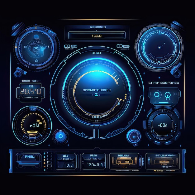 circle hud elements ai generated design hologram bar dashboard digital circle hud elements illustration