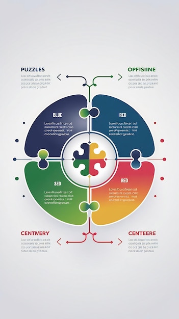 Photo circle infographic template with round puzzle with four steps or options