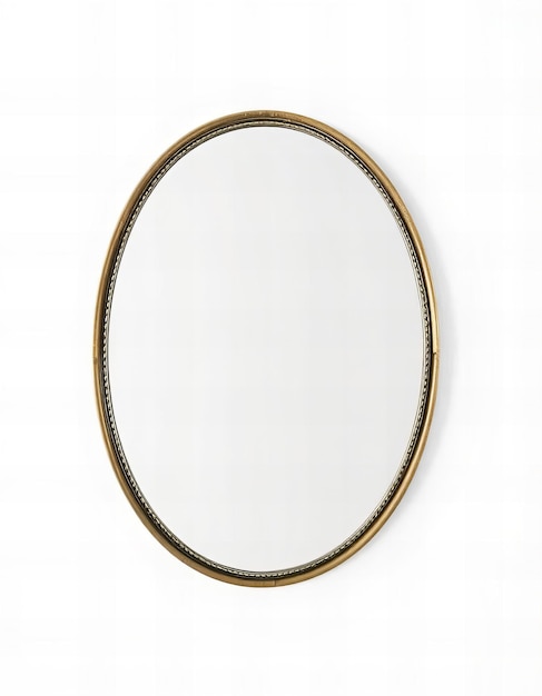 a circle is on a white surface with a silver frame