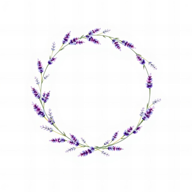 Photo a circle of lavender flowers is shown on a white background