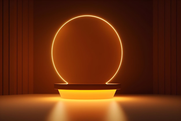 A circle light with a light on it