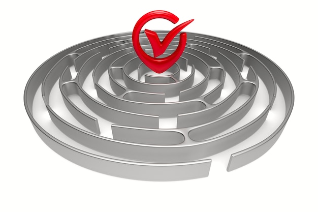 Circle maze on white background. Isolated 3D illustration