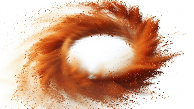 a circle of orange and red powder with a heart in the middle