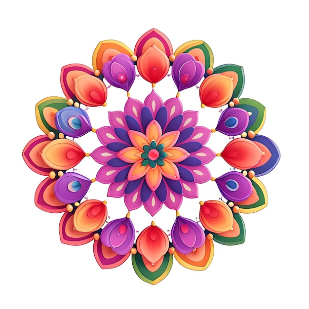 Circle pattern flower of mandala with abstract color with white background generative ai