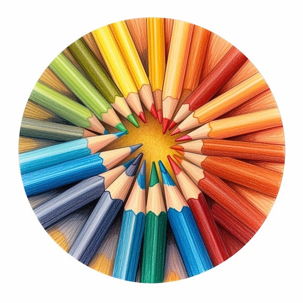 a circle of pencils with a circle of different colors.