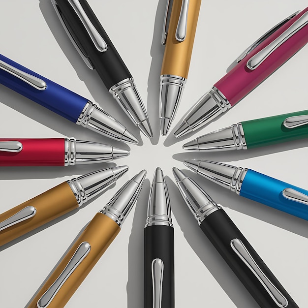 a circle of pens with one that sayspenon it