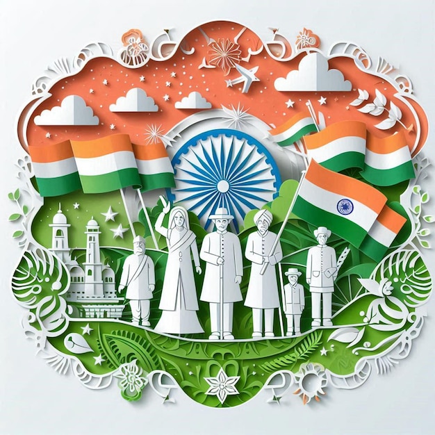 Photo a circle of people with a blue and green background with a symbol that says quot indian quot