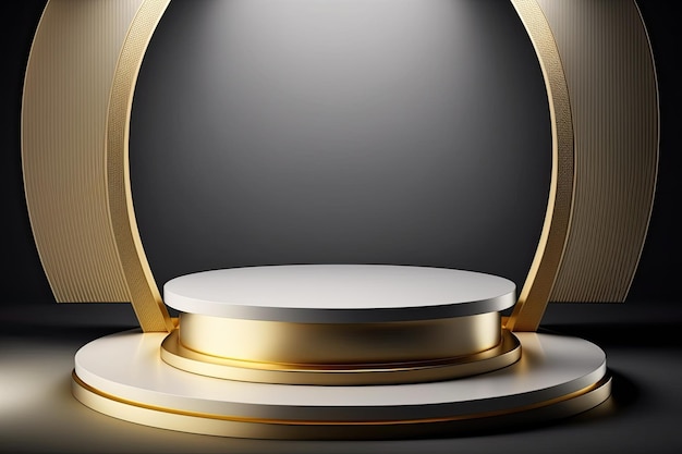 Circle podium stage platform luxury gold product placement display Made with Generative AI