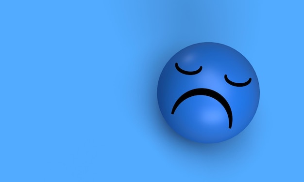 Circle round balloon icon face symbol decoration ornament blue monday morning background wallpaper copy space empty depression sadness unhappy gloomy annoy mug joylessness emotion feeling lifestyle