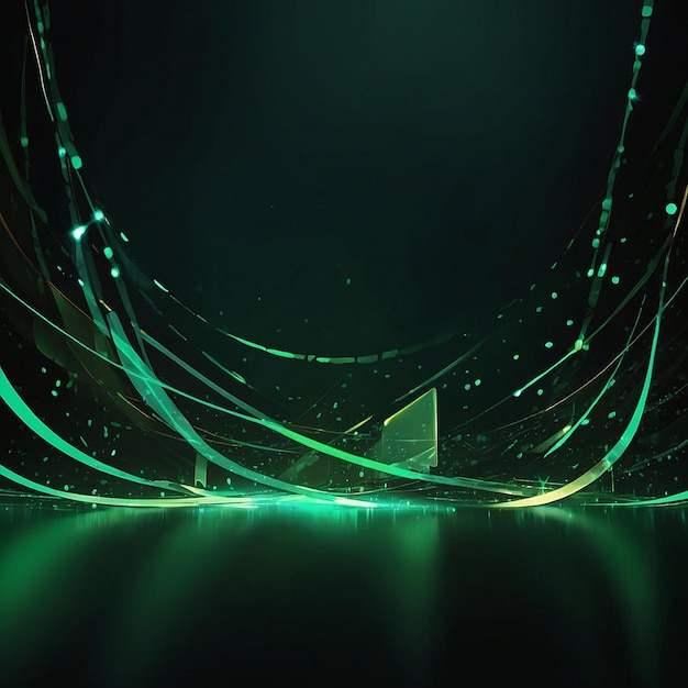 Circle shape and glowing lights abstract theme with green color