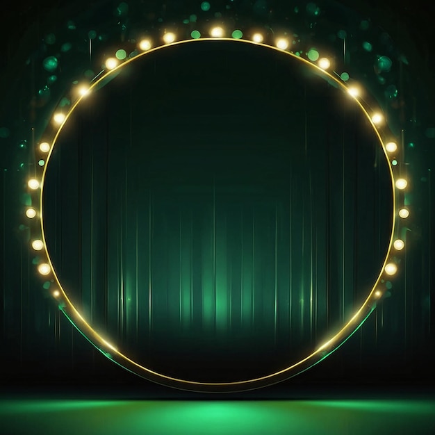 Circle shape and glowing lights abstract theme with green color