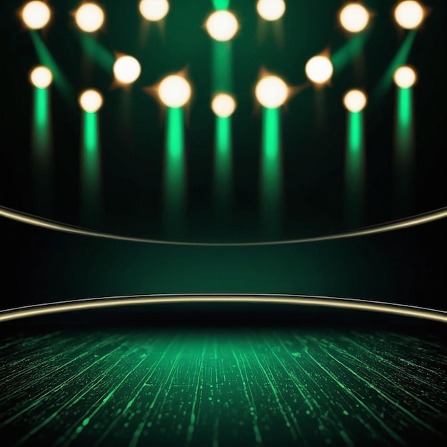 Circle shape and glowing lights abstract theme with green color