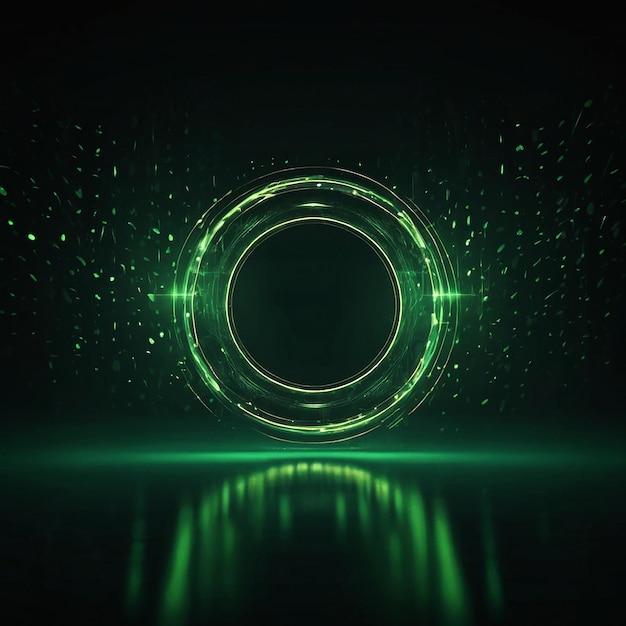 Circle shape and glowing lights abstract theme with green color