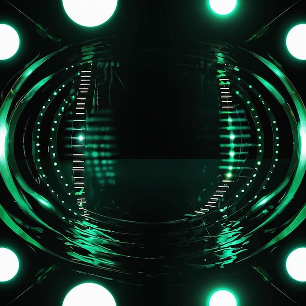 Circle shape and glowing lights abstract theme with green color