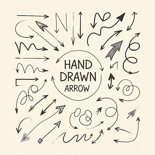 a circle with arrows and a circle with a circle that says hand drawing on it