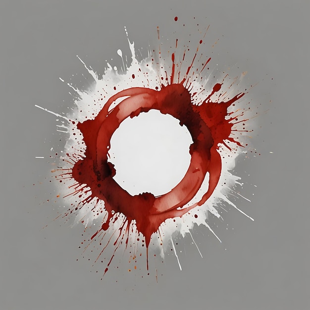 a circle with a circle of red paint in the middle of it dark red watercolor stain ring isolated