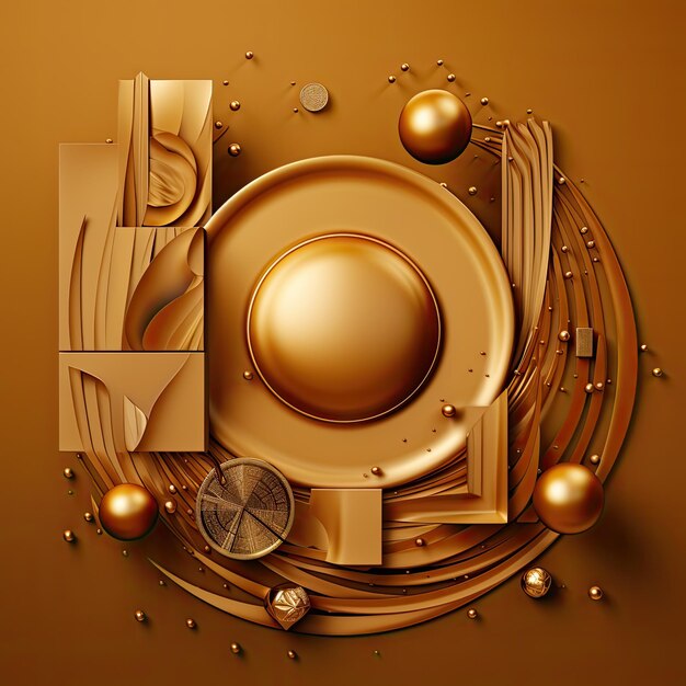 a circle with a gold background with a circle of gold balls