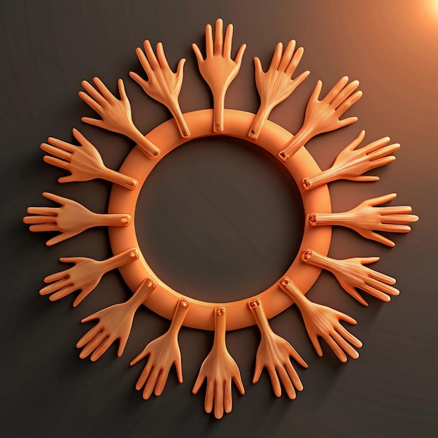 Photo a circle with hands that says quot hand quot on it