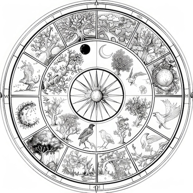 a circle with a picture of a moon and the words  birds  on it