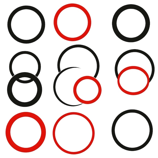 Photo a circle with a red border and circles with a white background