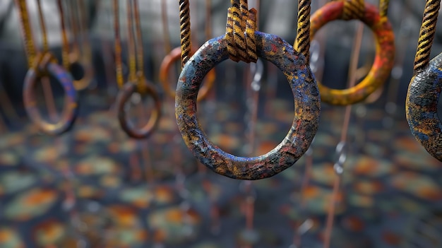 Photo a circle with rusted metal bars with the word  on it