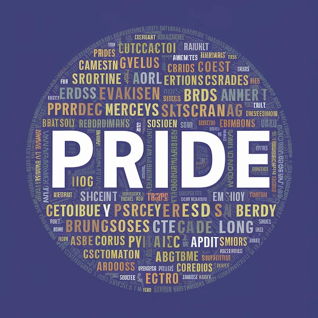 a circle with words in the middle and the word pride on it