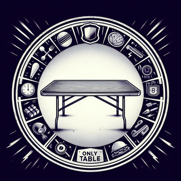 a circle with the words only table and a table with the words only on it