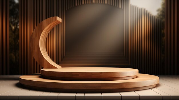 Photo circle wood podium background