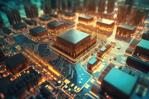 Circuit board of city Generate Ai